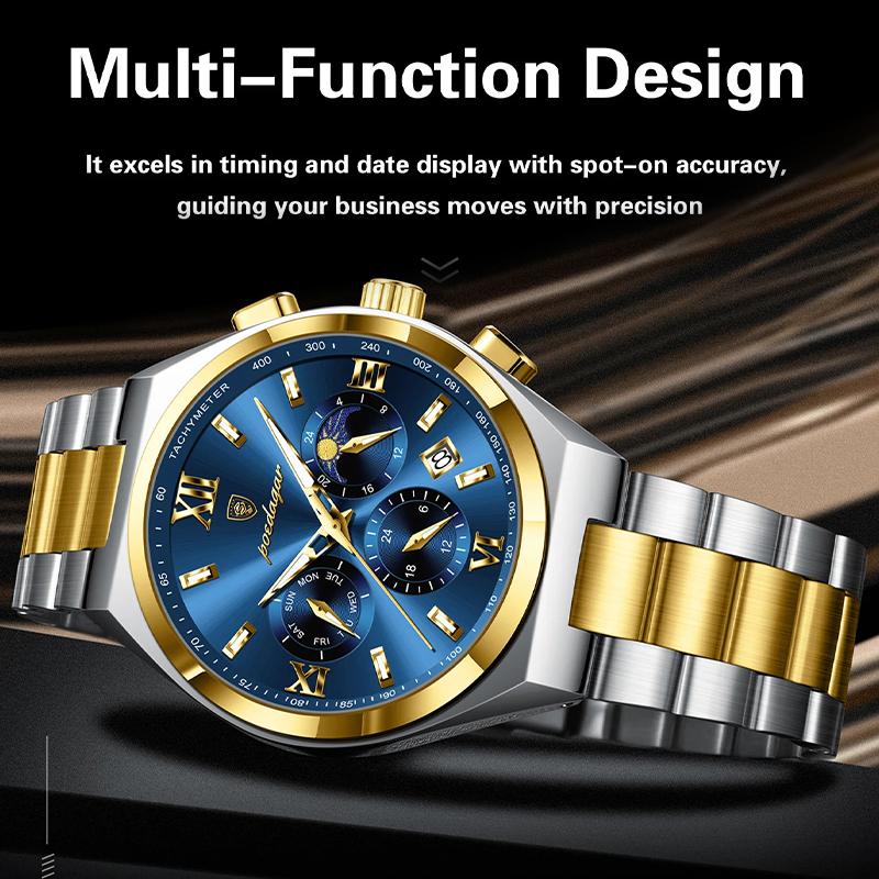 Luxury Man Quartz Watch Waterproof Luminous Date Chronograph Stainless Steel Men's Watches Relogio Masculino