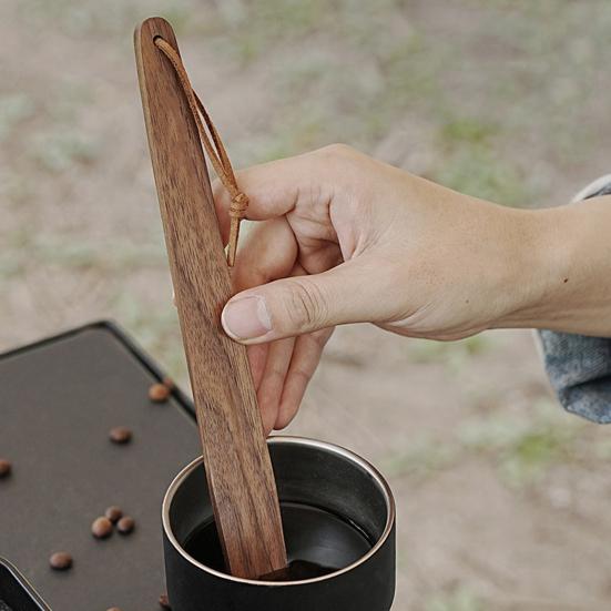 Black Walnut Coffee Stirrer Long Handle Outdoor Camping Pour-over Coffee Stirring Bar Portable Heavy Duty Wooden Mixer Stick Coffee Accessories