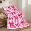 Pink Bow Pattern Blanket bedroom Blanket for Livingroom Couch lunch break Soft throw for Friend's festival Gift