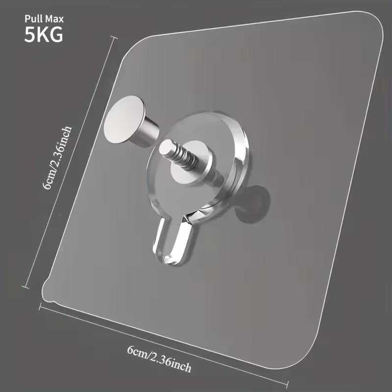 100/10pcs Self-Adhesive Hook Strong Adhesive Picture Frame Nails Hooks Transparent Seamless Wall Hangers Hanging Clock