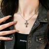 Vintage Graffiti Cross Necklace with Gold-Plated Rays - Unique Subculture Accessory