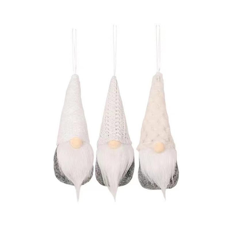 

No Face Knitted Hat Gnomes Doll Unique Elf Hanging Decoration Knit Cloth Christmas Ornament For Holiday Homes Party белый