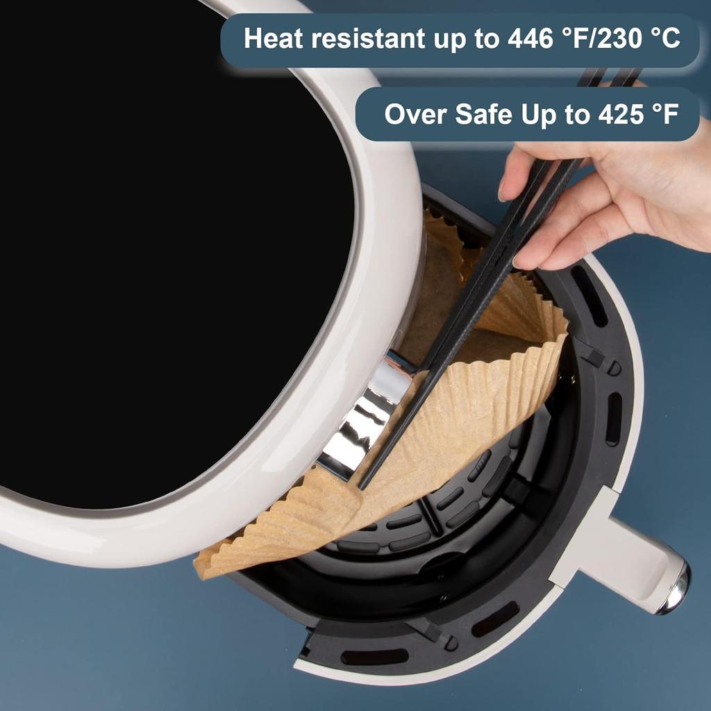 100 adet Air Fryer Tek Kullanımlık Astar - 7,9 inç Yapışmaz Pişirme Kağıdı Pişirme, Kızartma, Mikrodalga için - Yağa Dayanıklı, Gıda Sınıfı