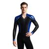 Sparkly Metallic Patchwork V Neck Bodysuit for Men Mesh Long Sleeve Rhinestone Leotard for Latin Ballet Figure Skating Gymnastics Training