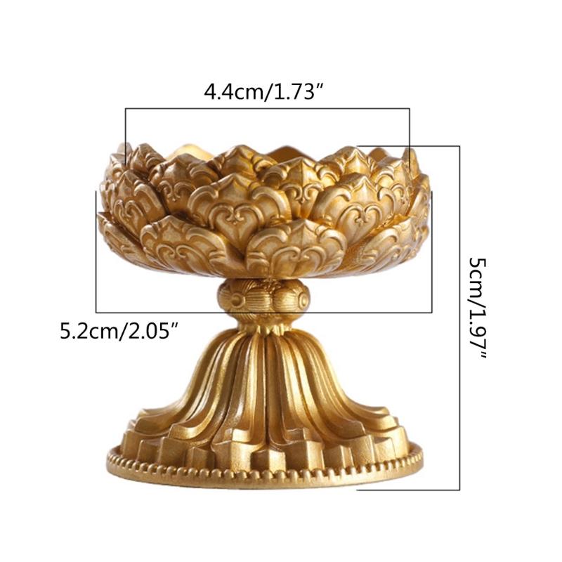 Flower Candle Holder Brass Butter Lamp Buddhist Temple Candlestick Base Religious Candle Cup Desktop Antique Decoration