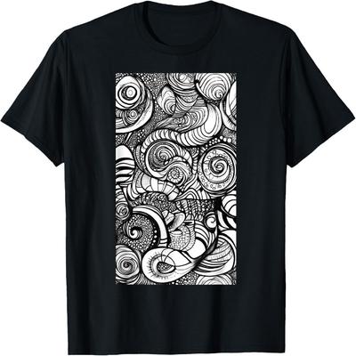 Abstract Art Line Art Swirling Patterns Artistic T-Shirt