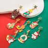 Christmas Holiday Personalized Earrings Simple Reindeer Snowman Christmas Tree Asymmetric Stud Alloy Oil Drop Earrings