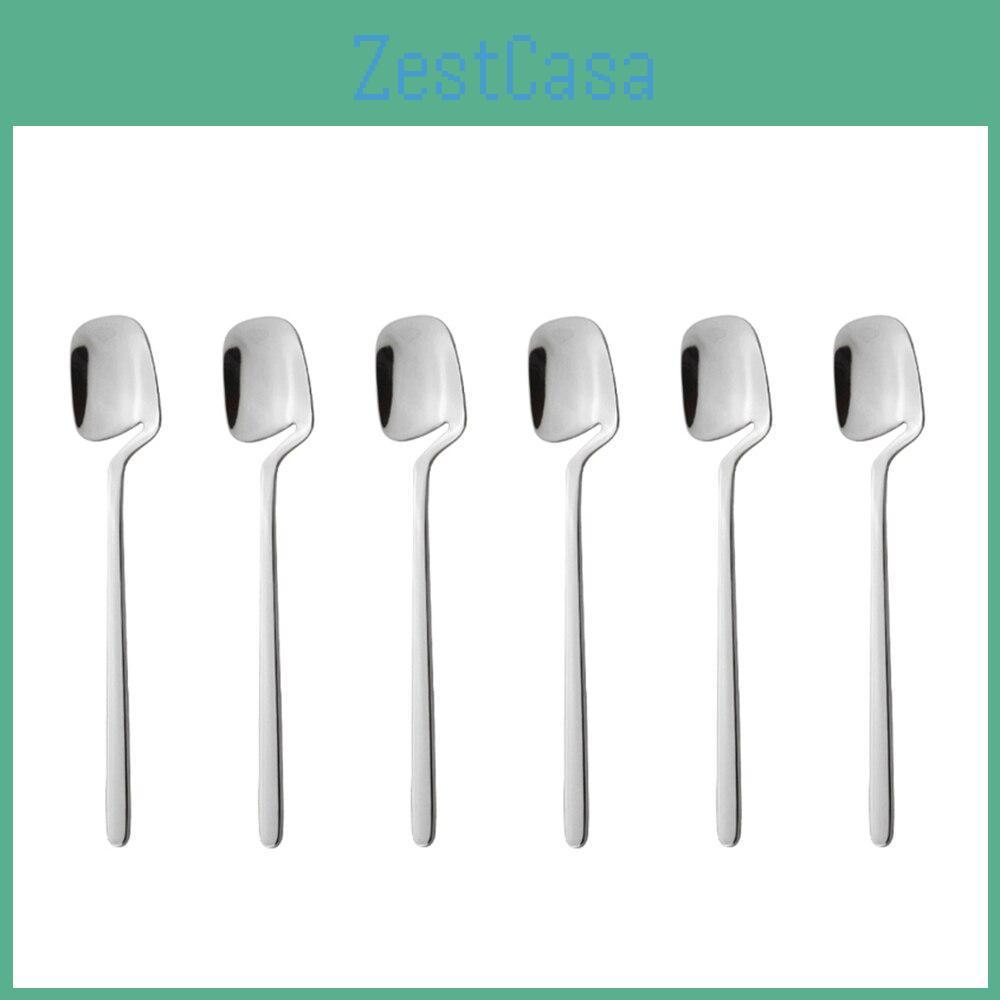 6pcs Silverware Set Cutlery Dinnerware Silver Teaspoon Stainless Steel Flatware Outdoor Office Kitchen Party Home Tableware Set