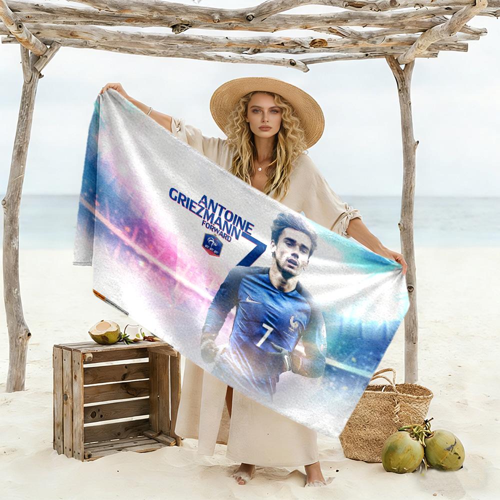 Griezmann's Jersey Beach Towel Super Soft Microfiber Quickdry Fabric Comfortable Lightweight Suitable for Swimming, Gym, Camping, Yoga Vacation