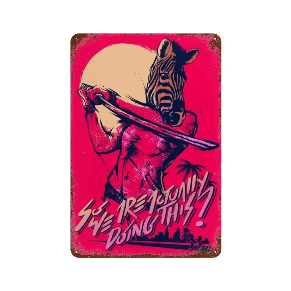 Poster Hotline Miami Hot Classic Adventure Game Posters e Placa de Metal Sinal de Lata Arte de Parede Placa Decoração Man Cave Decoração de Casa estúdio