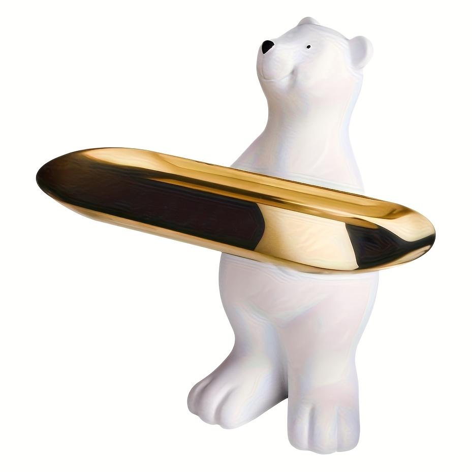 1pc of High-End White Polar Bear Storage Ornament, Suitable Only for Lightweight Items, Classic Bohemian Cartoon Animal Decorative Tray