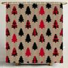 Merry Christmas Cartoon Shower Curtain, Bathroom Decorative Shower Curtain, Printed Christmas Tree Shower Curtain with Hooks