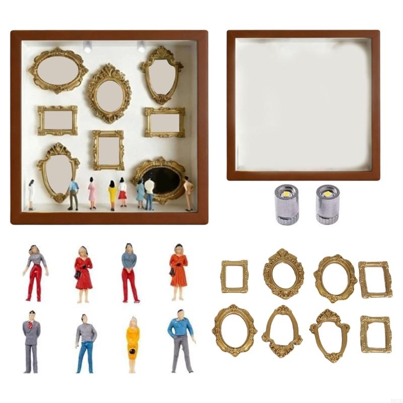 DIY Mini Museums Silhouettes Box,Shadows Box Frame Display Case,Personalize Photo Shadows Box Display with Figurine B03E