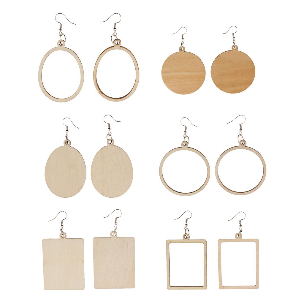 Geometric Earrings Wooden Drop Ear Stud For Women