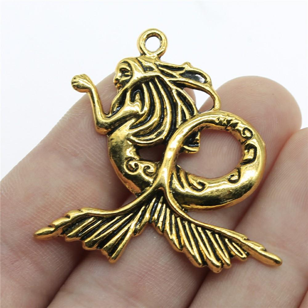 10pcs Charms Lovely Mermaid Antique Bronze Silver Color Plated Pendants Making DIY Handmade Tibetan Jewelry