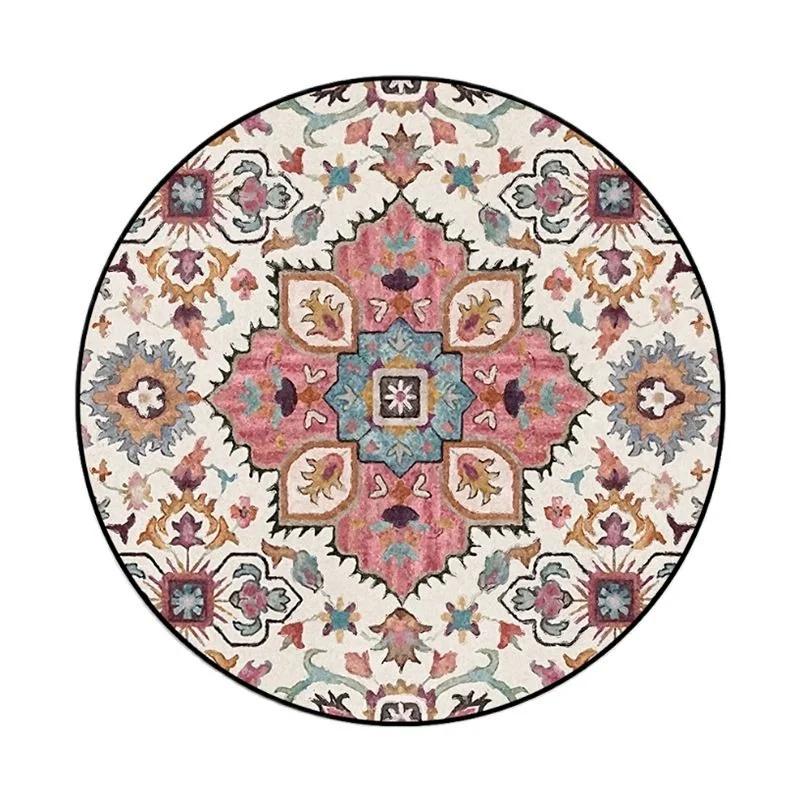 Bohemia Mandala Round Carpet Living Room Geometric Ethnic Flowers Bedroom  Anti-slip Vintage Floor Mat Home Decoration