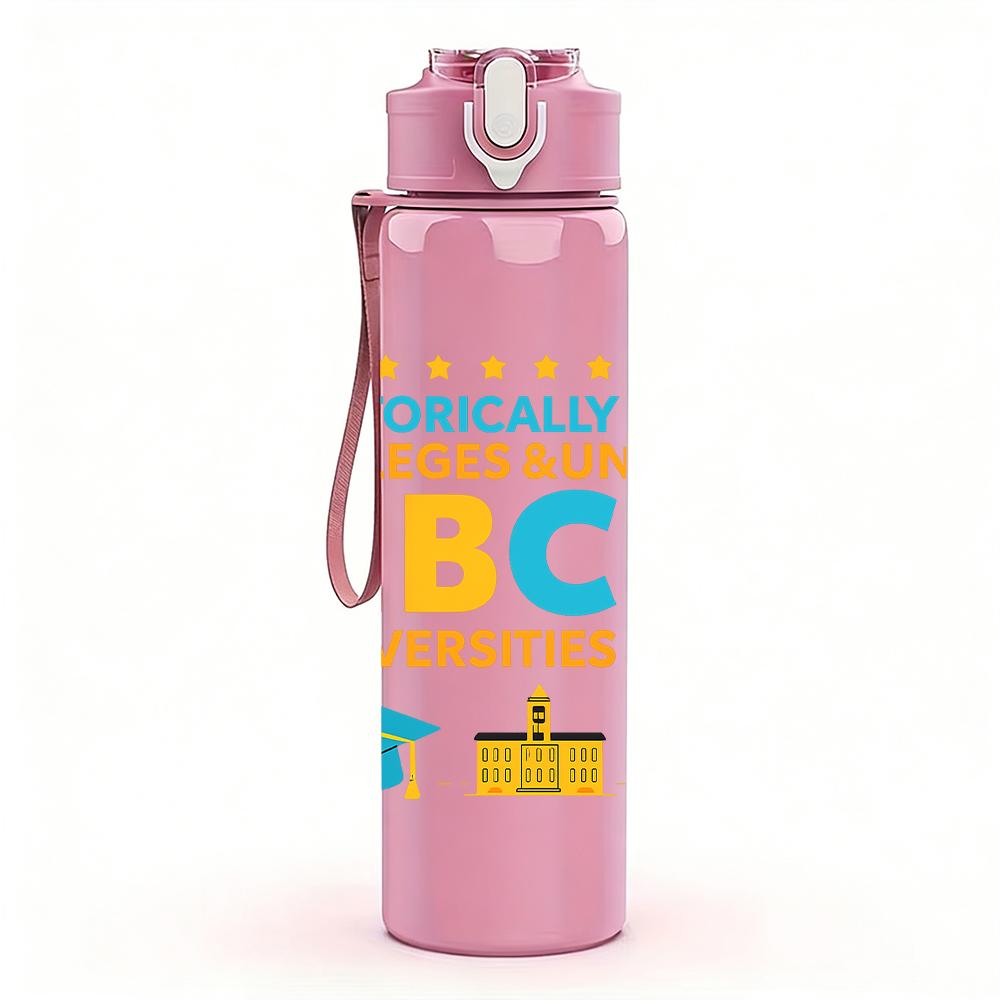 1PC HBCU Graduation Graphic,750ml Color Plastic Sports Water Bottle,Leakproof Flip Straw Lid,Suitable for Sports Office Home Use
