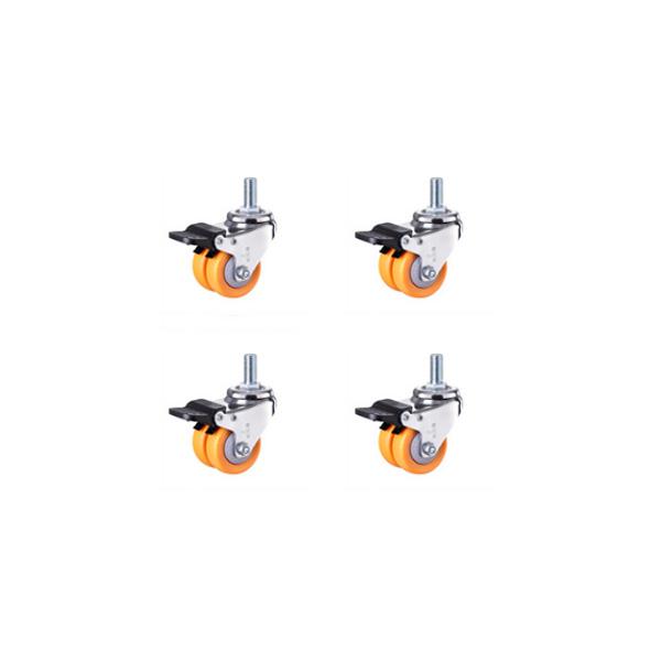 4-Pack Heavy Duty 1.5" Dual-Row Caster Wheels with Lead Screw - Universal/Brake M12/M10×25mm for Oven Racks & Mobile Shelves
