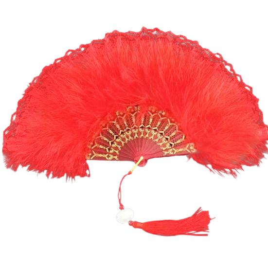 

Красивый китайский Cheongsam в стиле Лолиты Хан, аксессуары для одежды, прочный летний ручной веер с перьями в стиле ретро, ​​товары для дома, складной веер красный