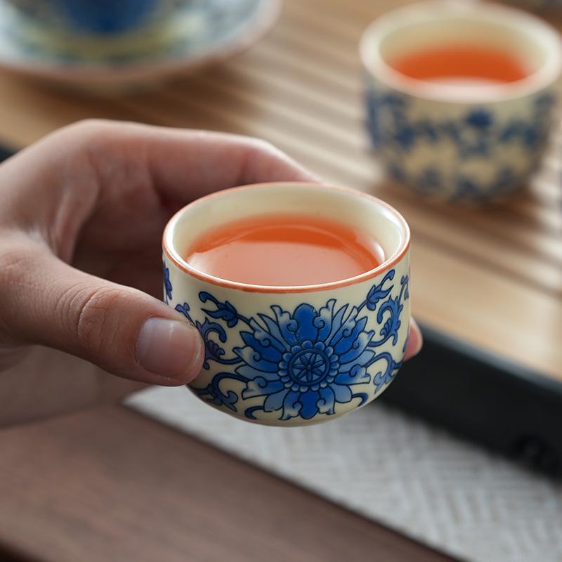 Ru Kiln Complete Set of Twisted Lotus Kung Fu Tea Set Household Style Open Piece Teapot High-end Guest Souvenir