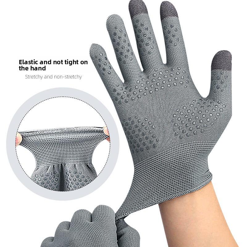 Vår og høst Tynne Utendørs Sport Sykling Håndflate Silikon Sklisikker Tre-finger Berøringsskjerm Pustende Nylonhansker