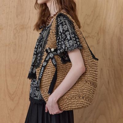 Logo Tape Color Rafia Shoulder Hobo Bag Ze07ah001na