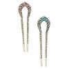 FRCOLOR U-shaped Kanzashi (hair Ornament), Set of 2, Vintage Style, Rhinestones, for Japanese Traditional Wear, Coming-of-age Ceremony, Wedding,