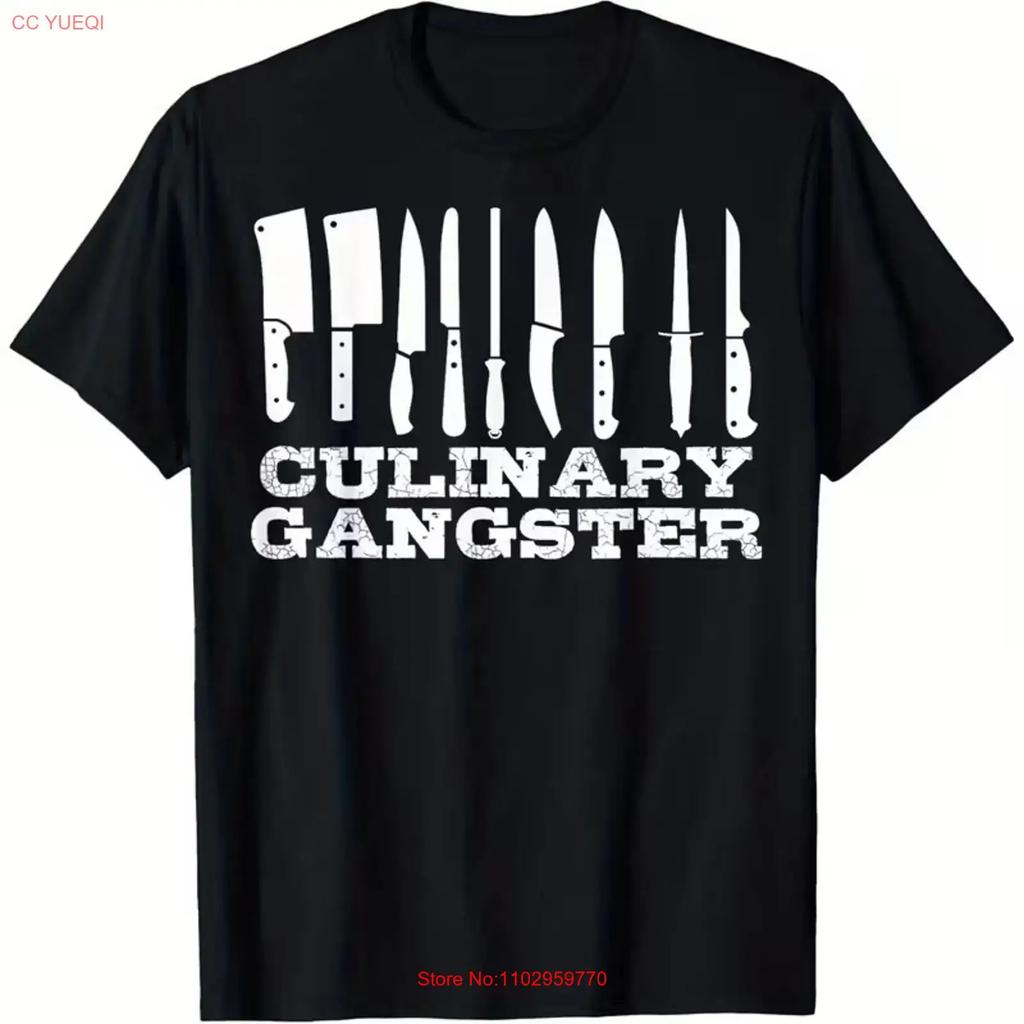Mens Culinary Gangster Chef Cooking T Shirt 100 Cotton Loose Fit Black with vintage Washed Comfortable fashion graphic