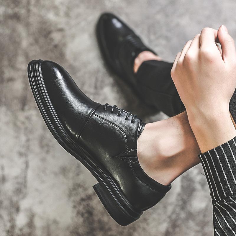 Spring and autumn new men's casual business large size leather shoes popular fashion men's shoes British lace-up leather shoes 3018-J