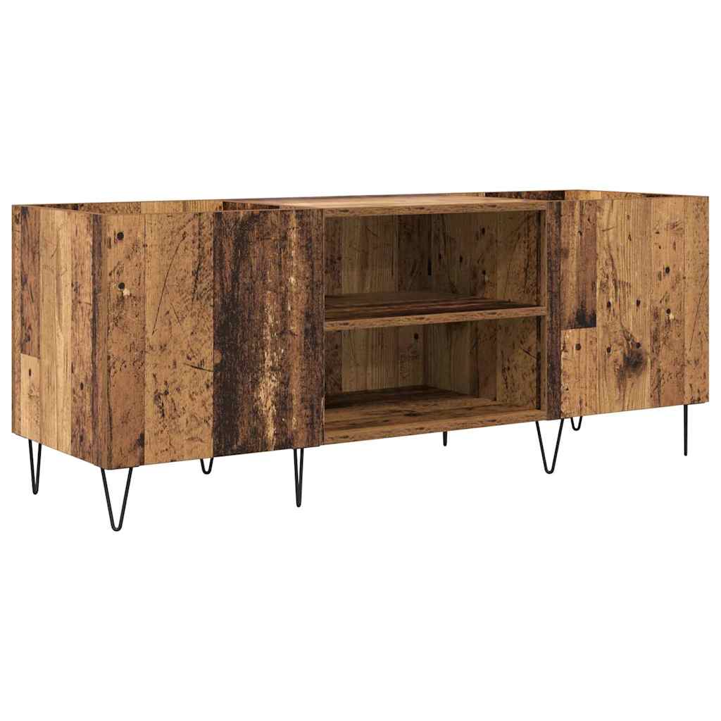 Vinyl Record Cabinet with Shelf and Door Rustic Wood Look 121 x 38 x 48 cm