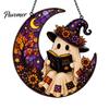 Whimsical Lawn Decor 2D Ghost Moon Pumpkin Acrylic Suncatcher, Halloween Window Home Garden Accents Hanging Ornament, Autumn Thanksgiving Yard