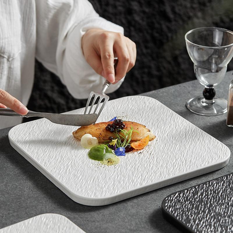 8/10 Zoll Steinmuster flacher Teller Kreativer nordischer Keramik-Speiseteller Klassisches mattes Sushi-Dessert-Geschirr Westliches Restaurant