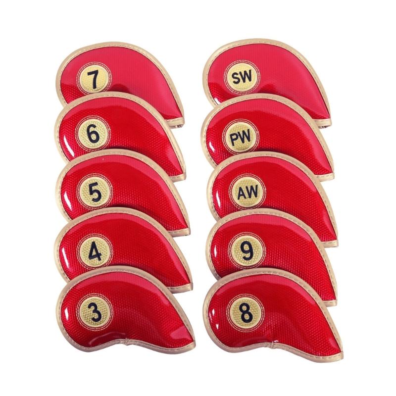 

Golf Head Covers Thick PU Golf Iron Head Covers Set Wedges Iron Protective Headcover Golf Club Head Cover For Iron 1 червоний