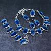 Blue Topaz Gemstone Handmade 925 Sterling Silver Jewelry Set H4p01