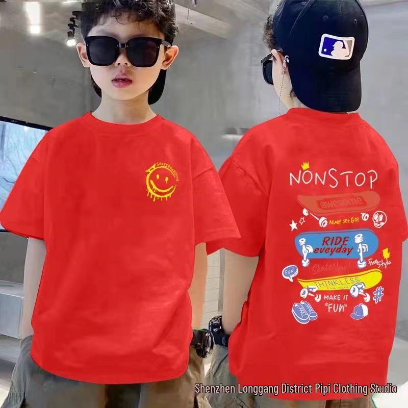 

Крутая летняя хлопковая детская футболка для скейтборда в корейском стиле 140 cm