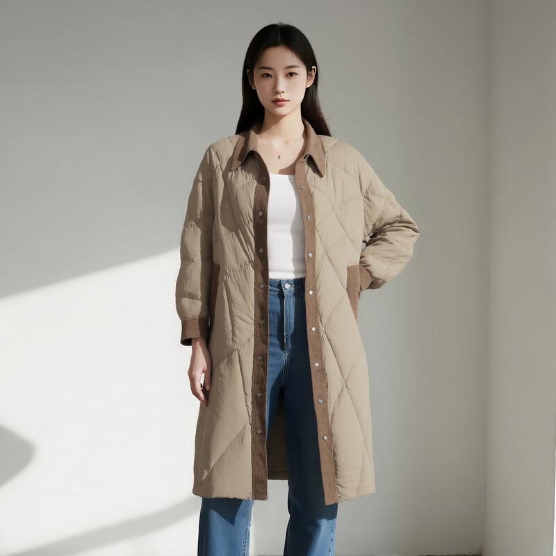 

Elva Island Women s Winter Quilted Lapel Mid-Length Down Jacket XS
