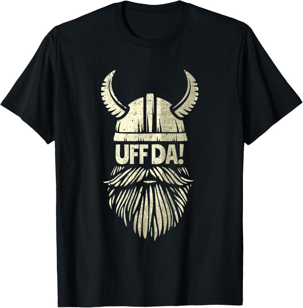 Uff Da Norwegian Quote Scandinavian Viking Helmet Beard Man T-Shirt