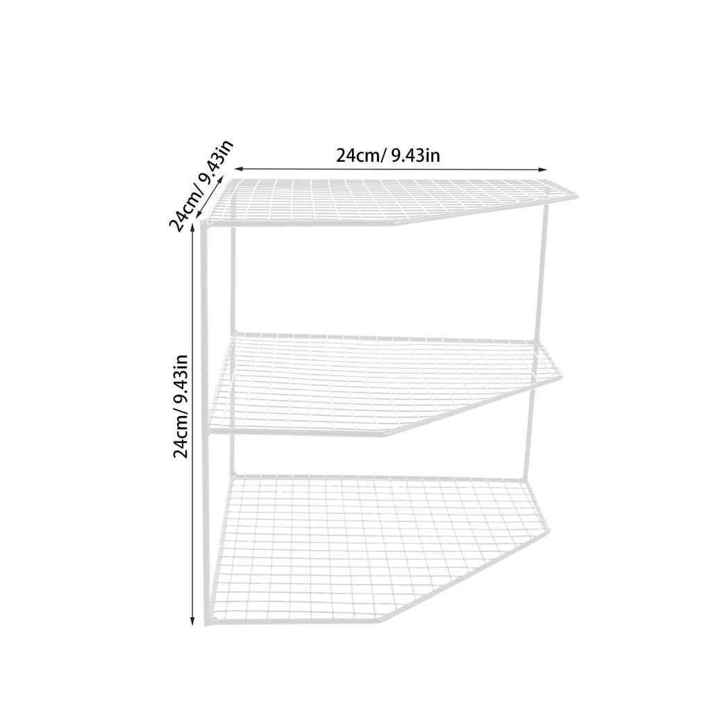 3-layers Corner Storage Rack Multifunctional Kitchen Shelf Bathroom Organizer Cabinet Metal Shelves Standing Pot Rack 24cm