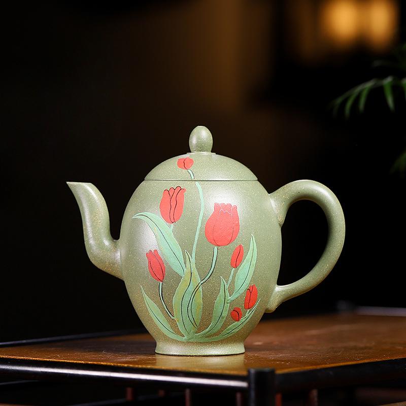 

210 мл Исинский фиолетовый глиняный чайник ручной работы с изображением орхидеи, наплечный чайник с зеленым грязевым чаем из сырой руды, чайный набор «Цзыша», подарочный набор