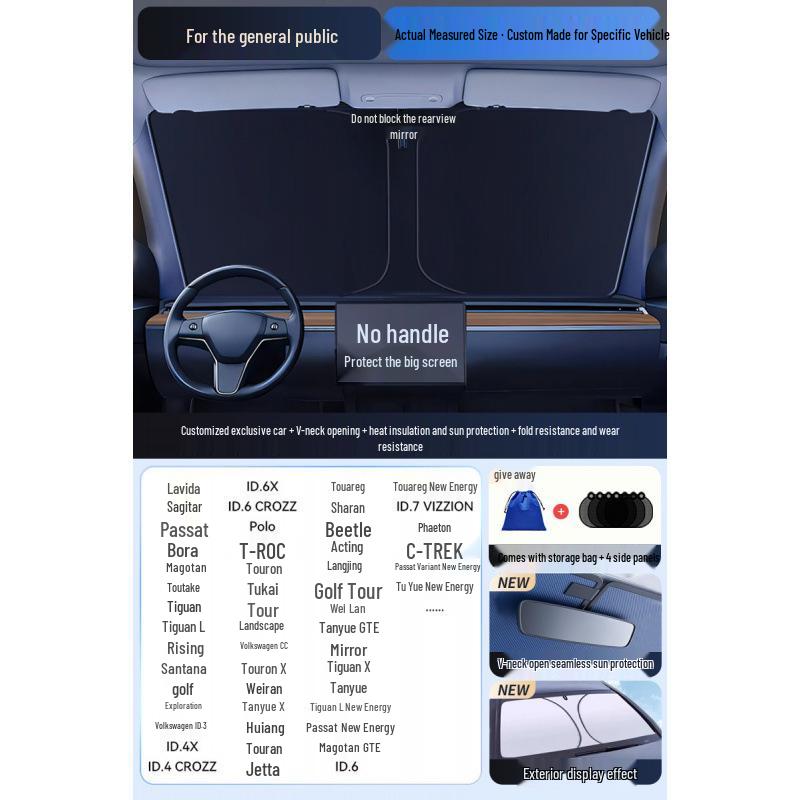 Car Sun Visor Sunshade for Small Windows - Heat Insulation Curtain for Interior Windshield