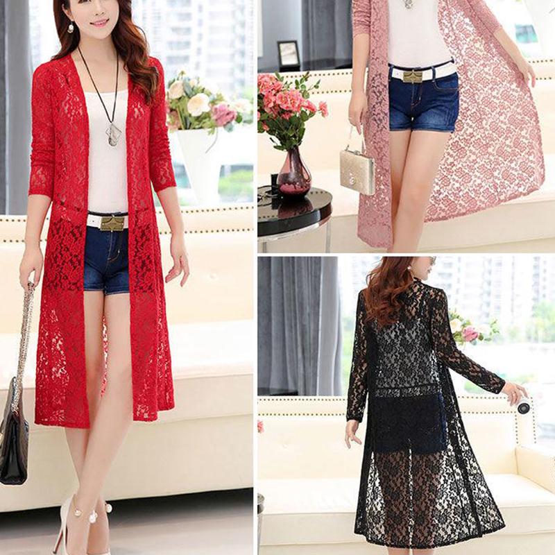 Summer Women Sun Protection Clothing Casual  Long Sleeve Sun Shirts Loose Thin Lace Coat