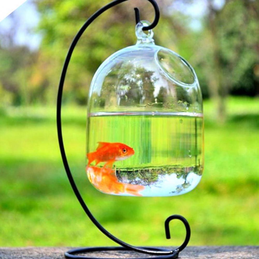 Portable Glass Ball Hanging Stand Retro Iron Display Stand  Aquarium Fish Bowl