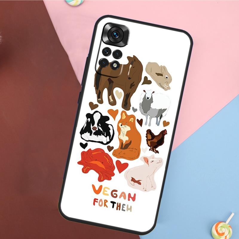 Vegan Pattern Cover For Xiaomi Redmi Note 14 13 Pro 12 11 9 10 9S 10S 11S 12S Redmi 14C 10C 12C 13C Case