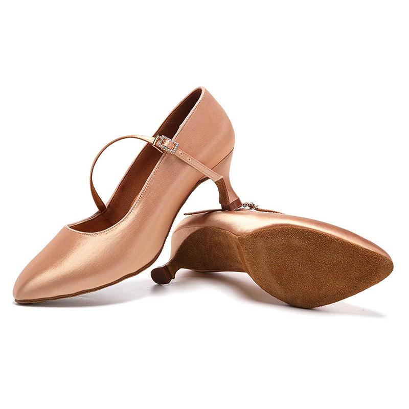 Fashion Silk  Ladies Modern Dance ShoesTango Latin Dance Shoes Waltz Closed Toe Dance  Shoes Heeled 5CM