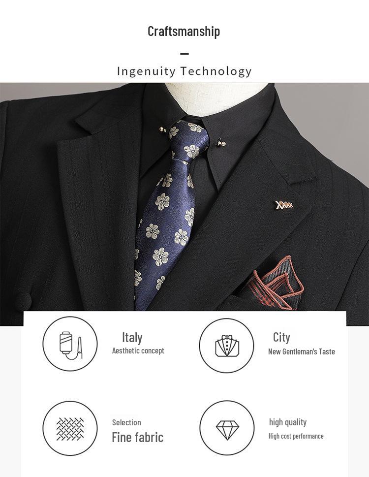 Hotel View Men's Spring 2025 British Business Suit - Three-Piece Set A311-SJT9997-P285