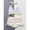 Halter V Neck Shorts Female Swimsuit High Waist Bikini Women Swimwear Two-pieces Bikini set Bather Bathing Suit Swim