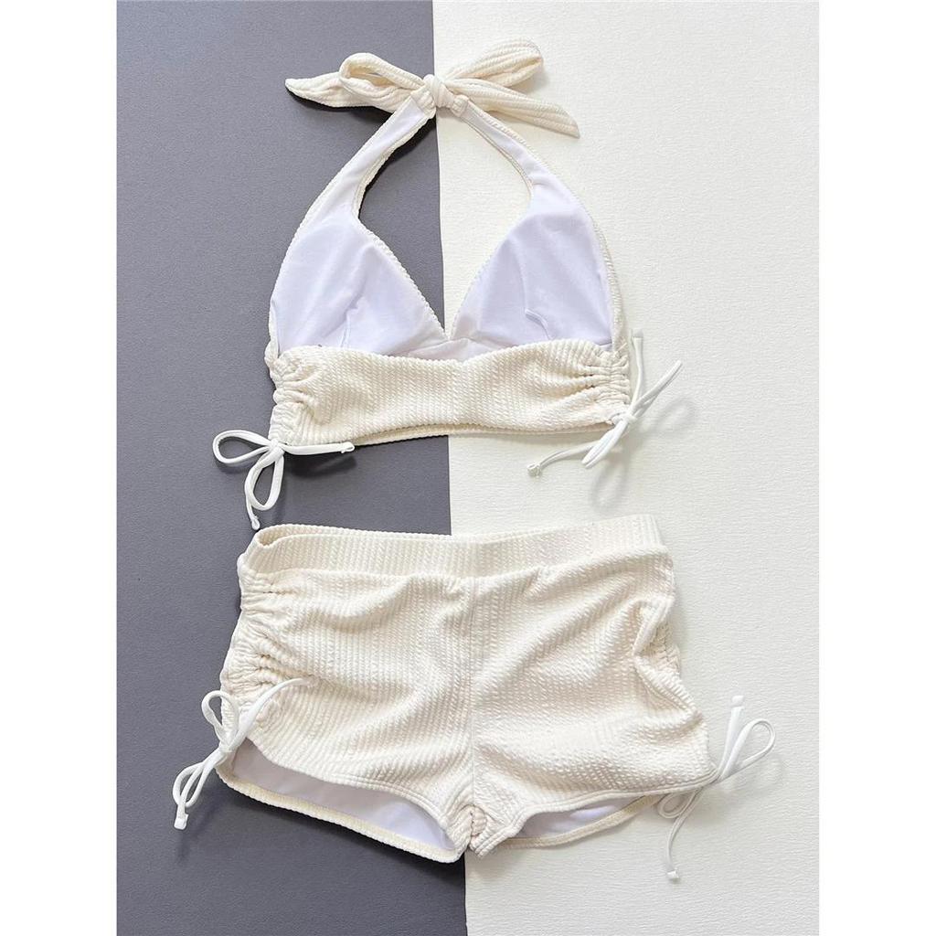 Halter V Neck Shorts Female Swimsuit High Waist Bikini Women Swimwear Two-pieces Bikini set Bather Bathing Suit Swim