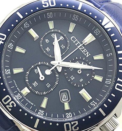 Citizen Eco-Drive Chronograph Solar Watch VO10-6772F Blue Rotating Bezel Genuine Leather Belt Spare Belt Domestic Model