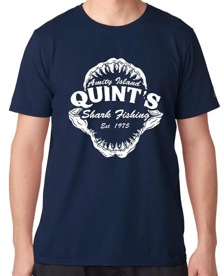 Jaws Quints Shark Fishing 70s 80s Movie TShirt 100 Cotton ONeck Summer Short Sleeve Casual Mens Tshirt Size S3XL