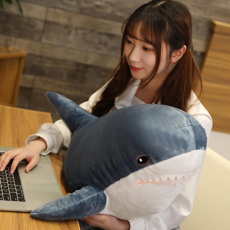 45/60cm Cute Shark Plush Toy Soft Stuffed Speelgoed Animal Reading Pillow for Birthday Gifts Cushion Doll Gift